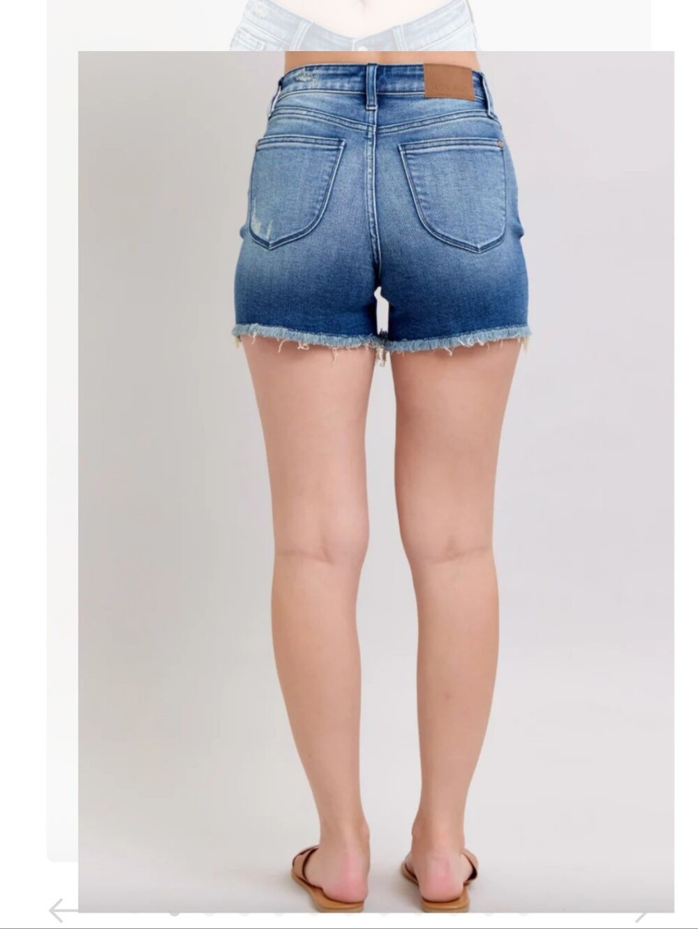 NWT Judy Blue V-Front Distressed Denim Shorts (Size XL) - Picture 3 of 10